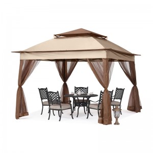 Vườn cung cấp Pergola Aluminumngoài trời Gazebo Hoạt độngngoài trời sử dụng với Muỗi Net, màunâunhạt