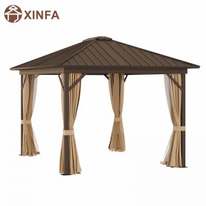 10 \\\\ \'x 12 \\\\\' Mái thép mạ kẽm Hardtop Cover Gazebo với lưới và rèm cửa